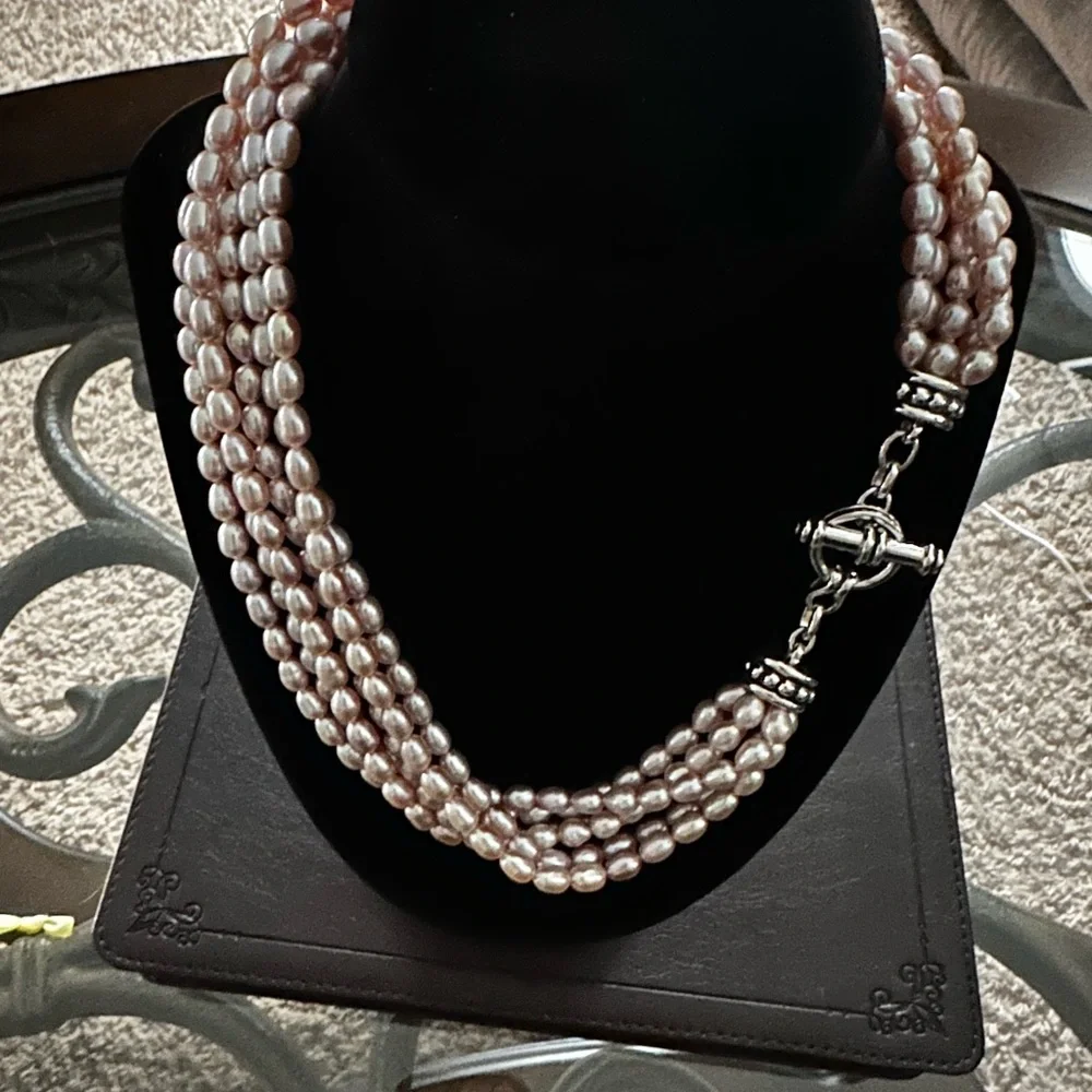 Honora ❤️ 6 Strain Pink Fresh Water Pearl Statement Necklace. Pre❤️Loved - Picture 6 of 13